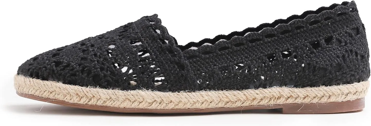 FEVERSOLE Close Toe Espadrilles Women's Comfort Breathable Slip On Flats Shoes