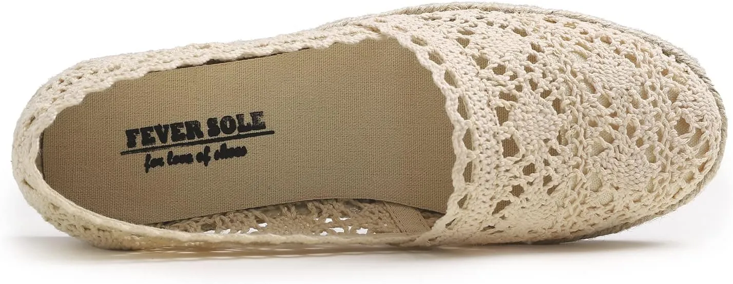 FEVERSOLE Close Toe Espadrilles Women's Comfort Breathable Slip On Flats Shoes