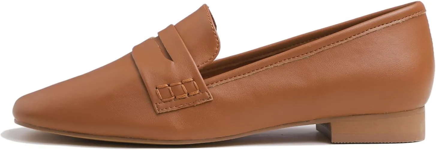 FEVERSOLE Women's Fashion Dress Comfort Low Heel Office Penny Loafer Flats