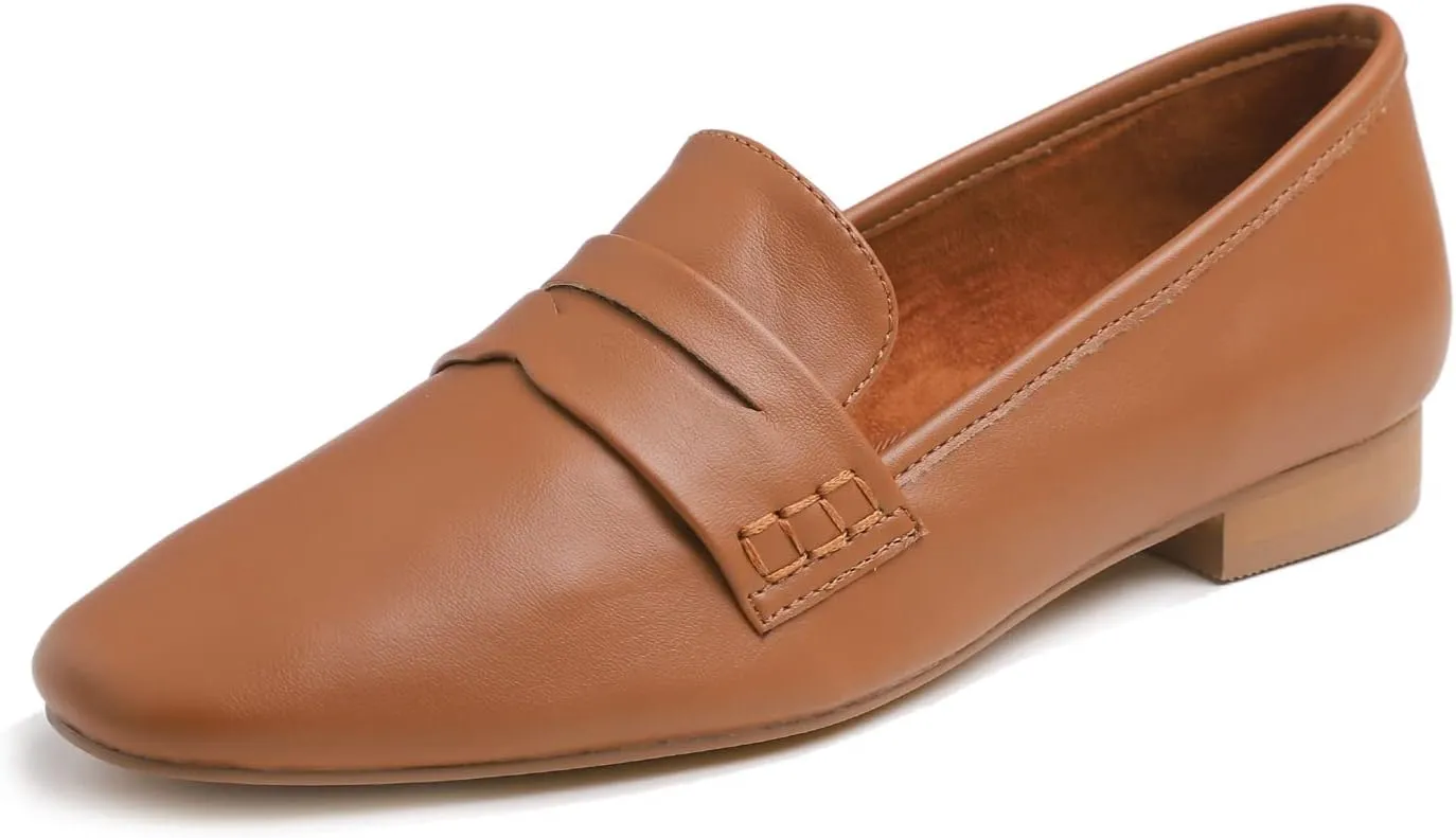 FEVERSOLE Women's Fashion Dress Comfort Low Heel Office Penny Loafer Flats