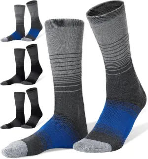 FITRELL 4 Pack Men's Merino Wool Hiking Socks, Wicking Cushioned, Warm Thermal Lightweight Boot Crew Dress Socks