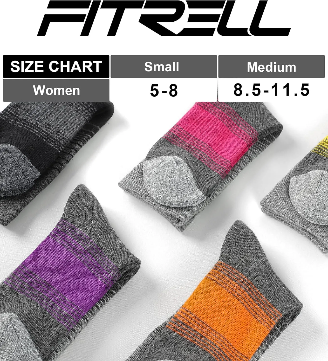 FITRELL 4 Pack Women's Merino Wool Hiking Socks Wicking Cushioned Warm Thermal Walking Boot Crew Socks Woollen Socks