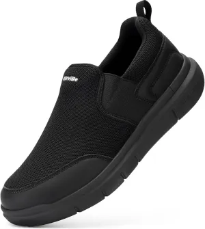 FitVille Men's Extra Wide Slip on Walking Shoes, Lightweight Non-Slip Breathable Casual Loafers for Standing All Day