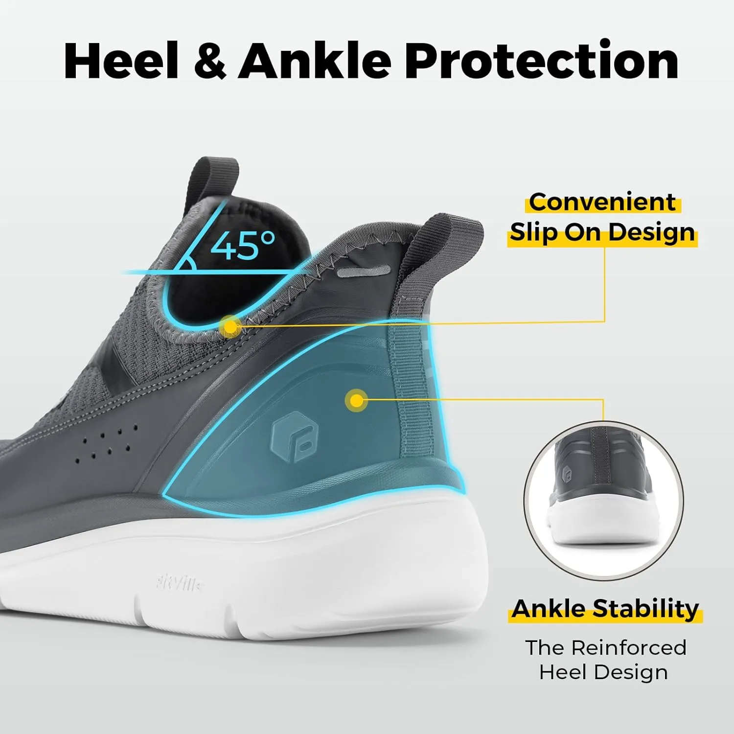 FitVille Men's Extra Wide Slip on Walking Shoes with Arch Support Men Slip on Sneakers for Foot Pain Relief-Stepease V2