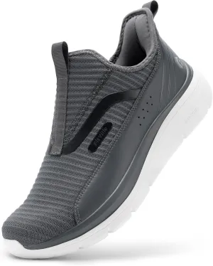 FitVille Men's Extra Wide Slip on Walking Shoes with Arch Support Men Slip on Sneakers for Foot Pain Relief-Stepease V2