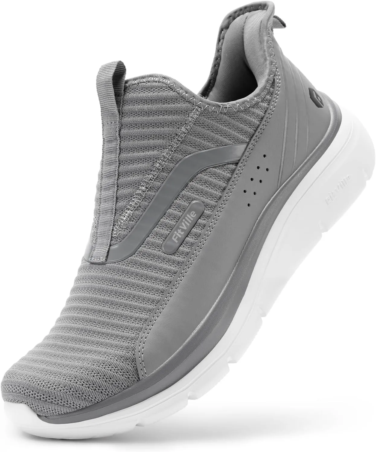 FitVille Men's Extra Wide Slip on Walking Shoes with Arch Support Men Slip on Sneakers for Foot Pain Relief-Stepease V2