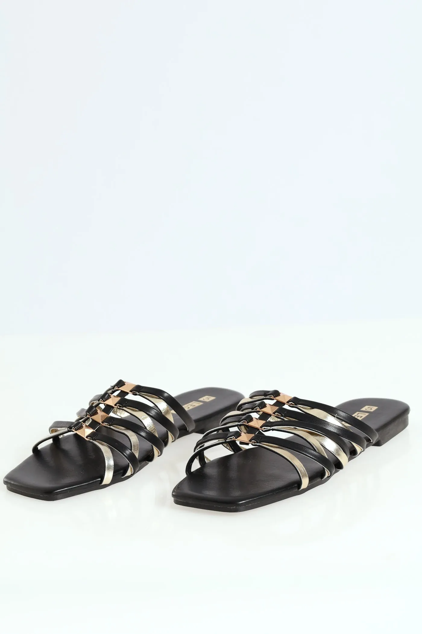 Flat Multistrap Interlinked Push In Mule Sandal