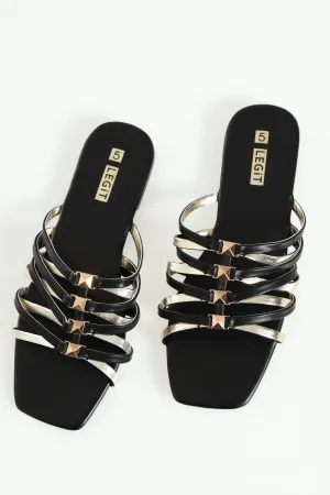 Flat Multistrap Interlinked Push In Mule Sandal