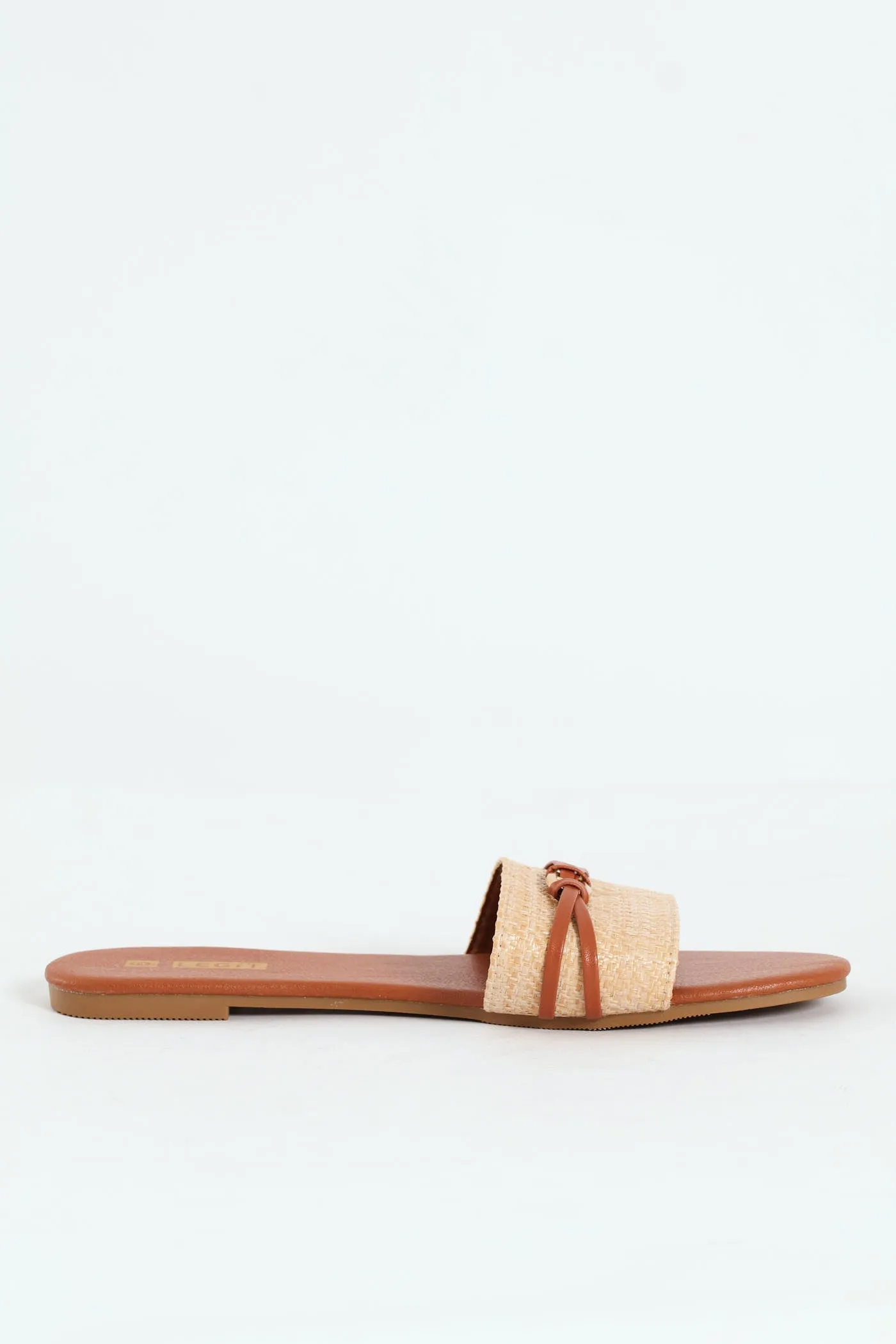 Flat One Strap Raffia Mule Sandal - Multi