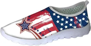 Forchrinse Moon Star Men’s Running Shoes Women’s Slip on Walking Shoes Patriotic Sport Sneakers Breathable