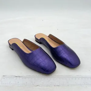 FOWT Purple Square Toe LoaferLoafer Low Heel Mules Backless Driving Office Shoe