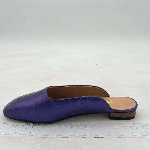 FOWT Purple Square Toe LoaferLoafer Low Heel Mules Backless Driving Office Shoe
