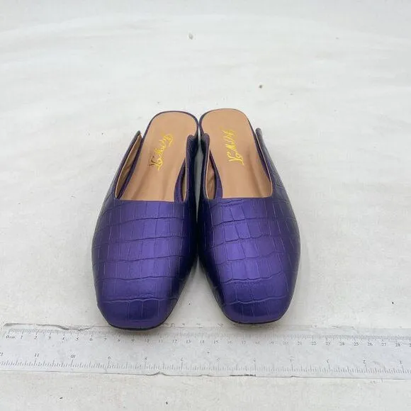 FOWT Purple Square Toe LoaferLoafer Low Heel Mules Backless Driving Office Shoe