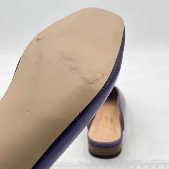 FOWT Purple Square Toe LoaferLoafer Low Heel Mules Backless Driving Office Shoe