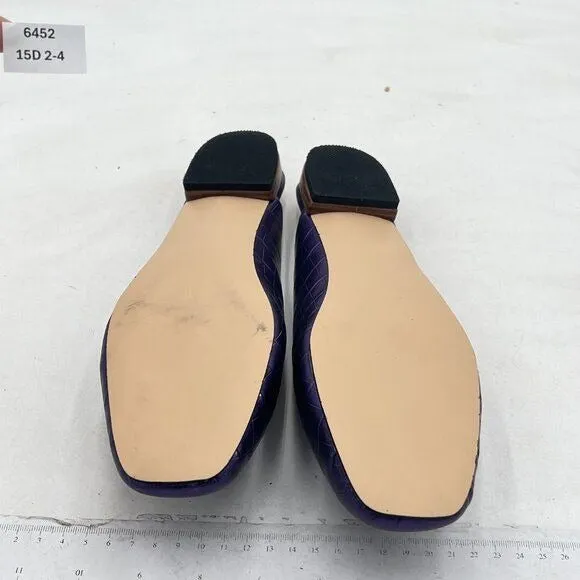 FOWT Purple Square Toe LoaferLoafer Low Heel Mules Backless Driving Office Shoe