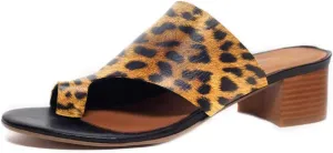 FOWT Women Round Toe Flip Flops Chunky Block Low Heel Slipper Mules Summer Beach Travel Sandal Shoes Size 4-16 US