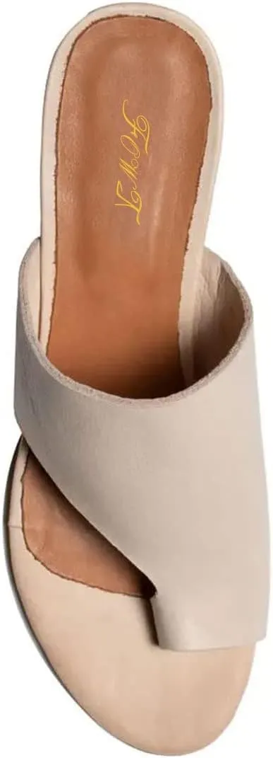 FOWT Women Round Toe Flip Flops Chunky Block Low Heel Slipper Mules Summer Beach Travel Sandal Shoes Size 4-16 US