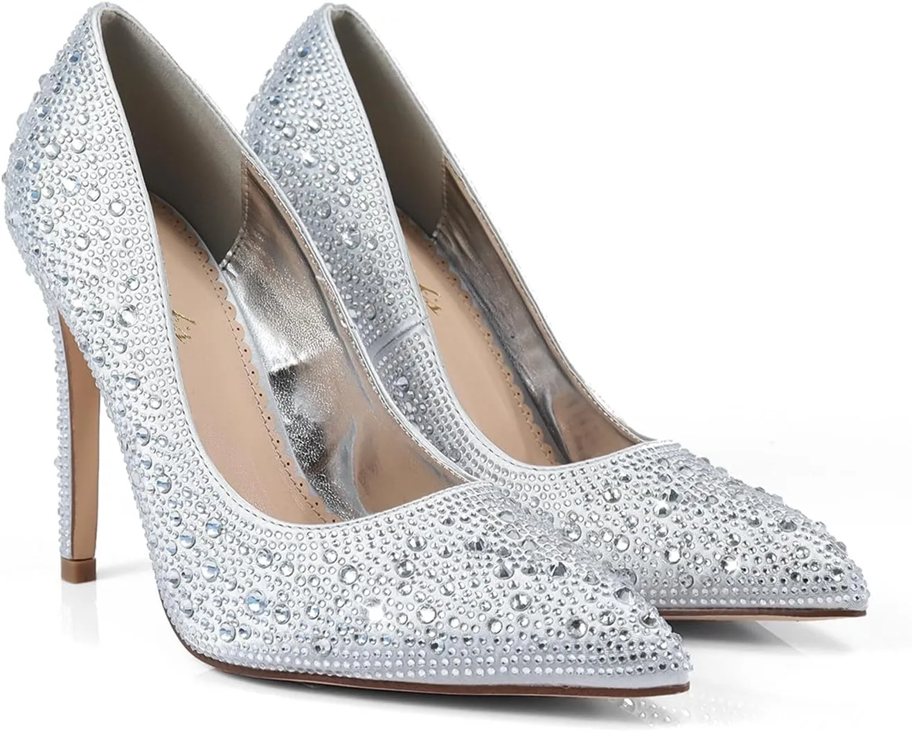 FREDERICK'S OF HOLLYWOOD- Pointy Toe Full Rhinstone Pump W Pencil Heel, FOH-Samantha