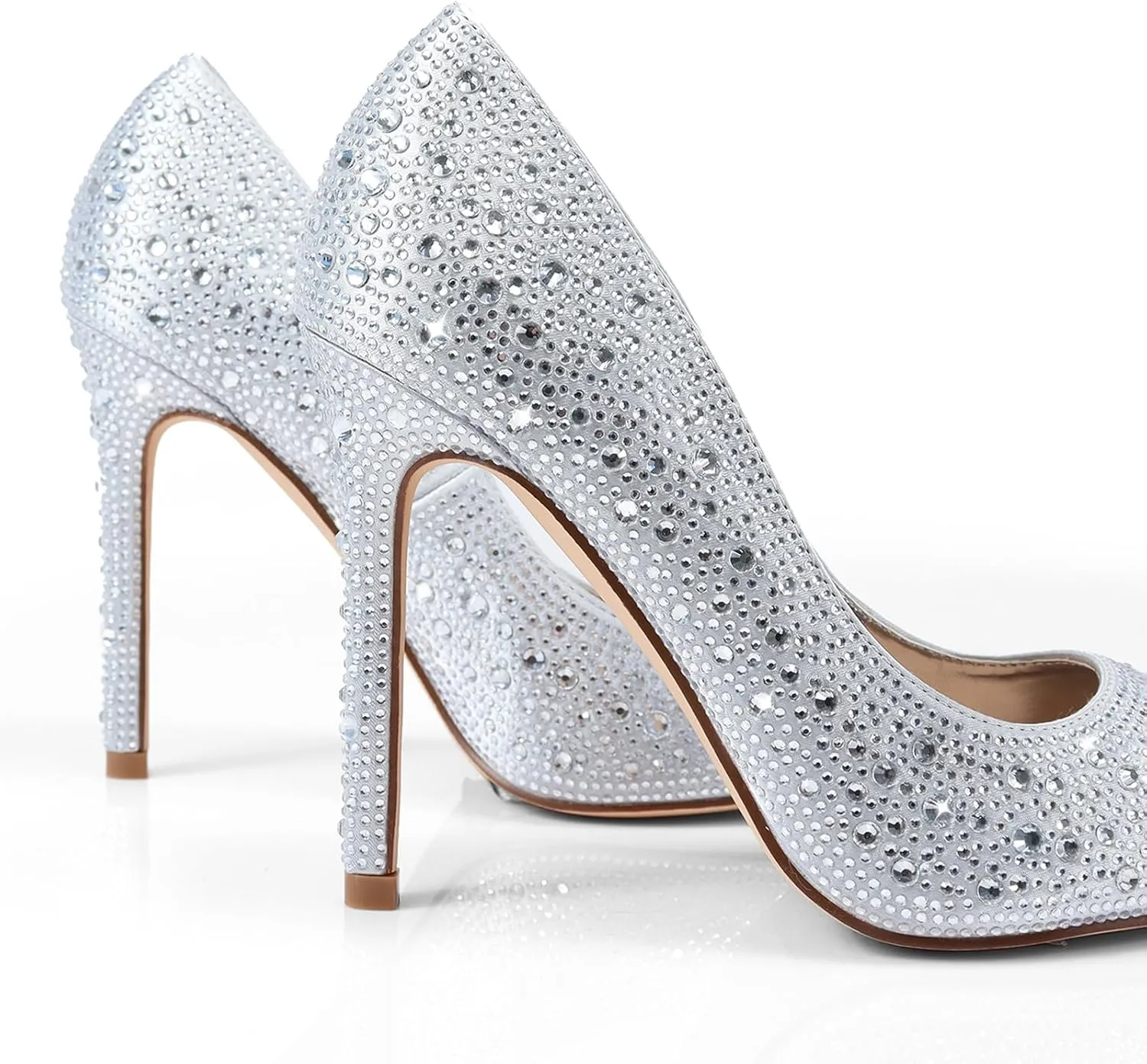 FREDERICK'S OF HOLLYWOOD- Pointy Toe Full Rhinstone Pump W Pencil Heel, FOH-Samantha