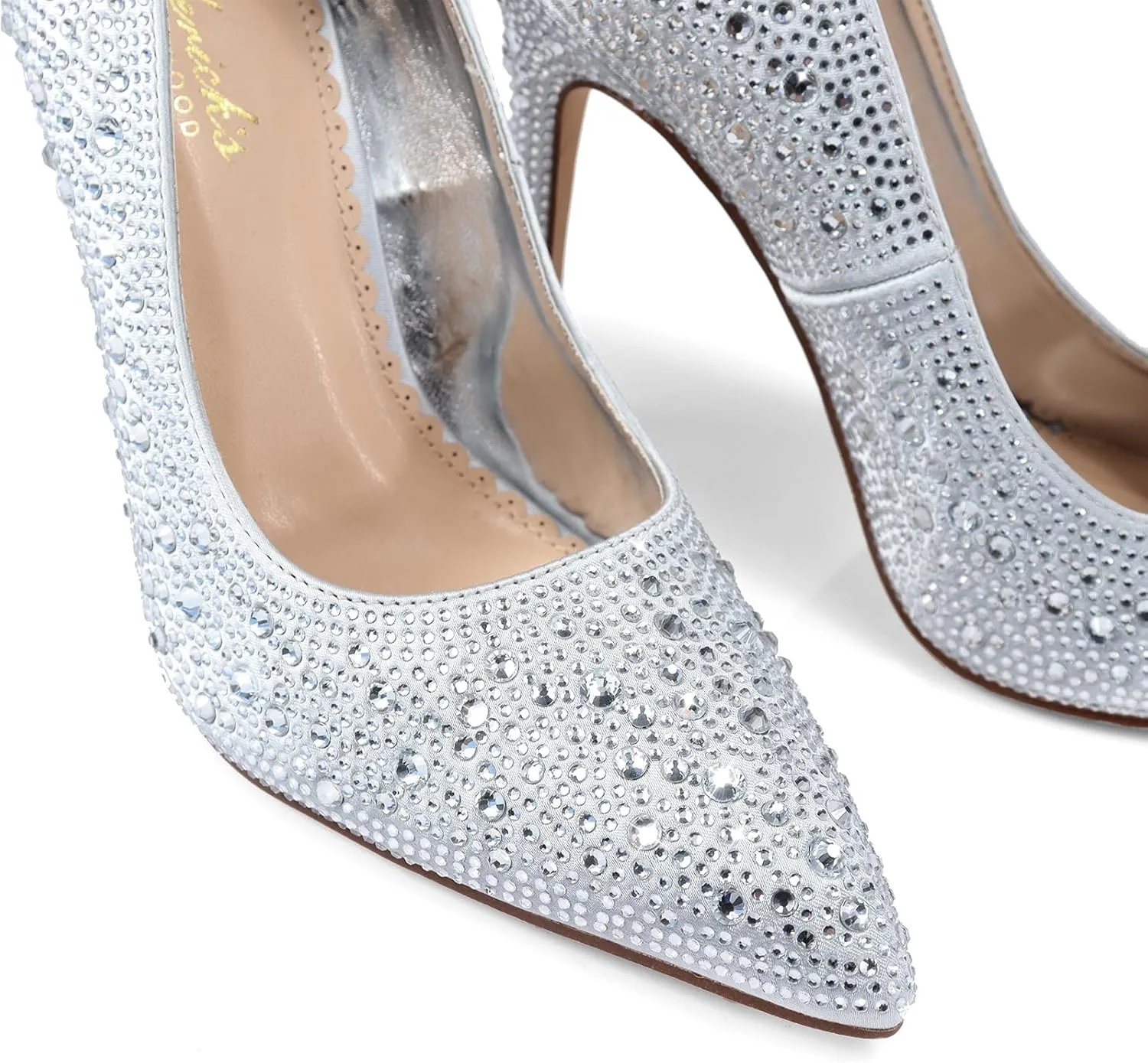 FREDERICK'S OF HOLLYWOOD- Pointy Toe Full Rhinstone Pump W Pencil Heel, FOH-Samantha