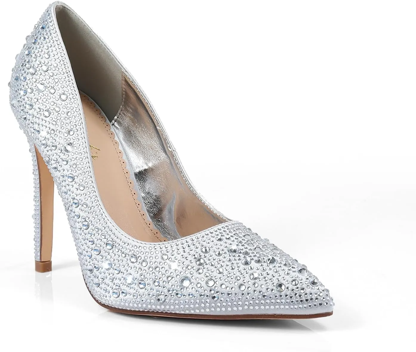 FREDERICK'S OF HOLLYWOOD- Pointy Toe Full Rhinstone Pump W Pencil Heel, FOH-Samantha
