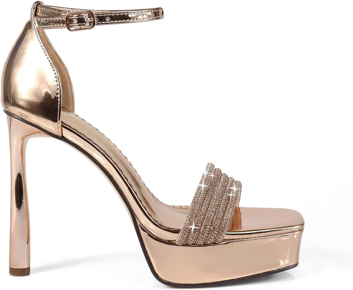 FREDERICK'S OF HOLLYWOOD RHINESTONE STRAP WITH PLATFORM HEEL, FOH-DENISE