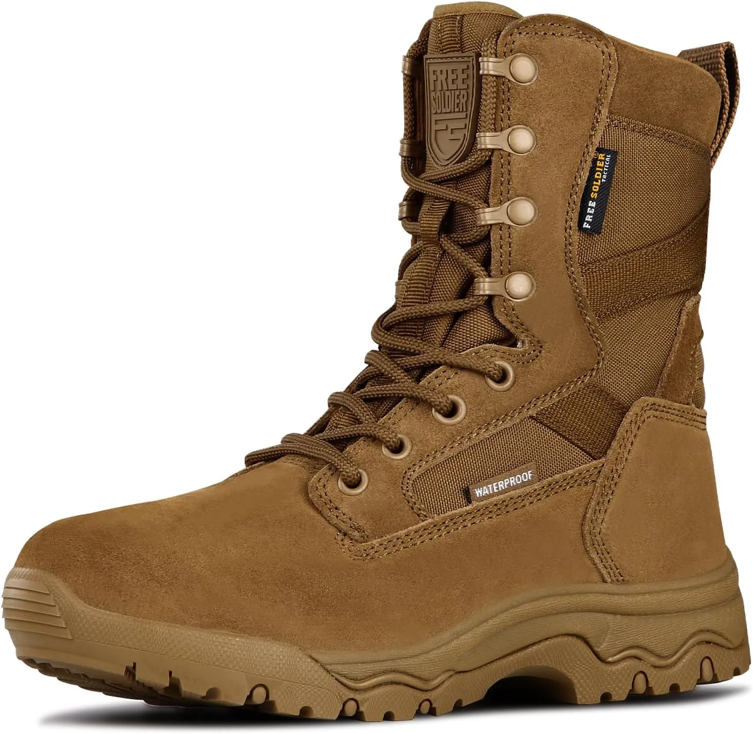 FREE SOLDIER Men's Tactical Boots 8 Inches Lightweight Combat Boots Durable Suede Leather Military Work Boot Desert Boot