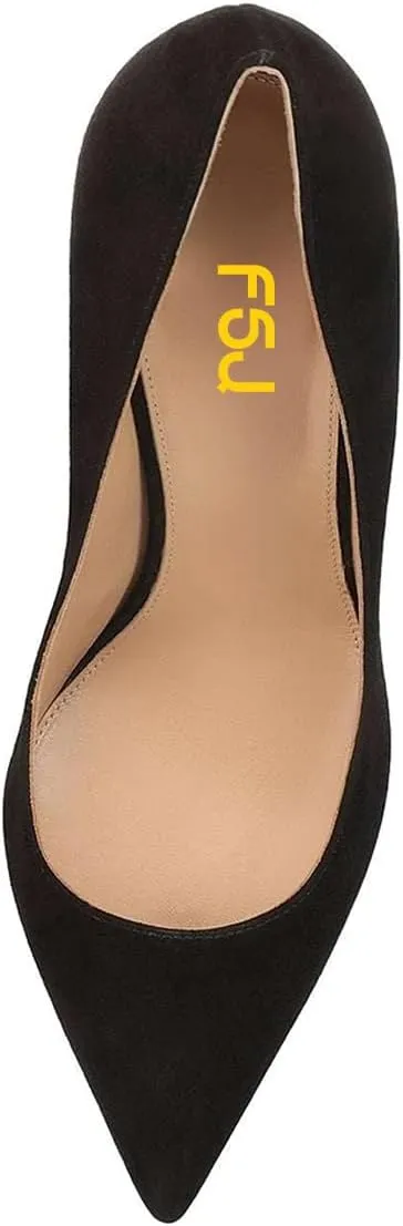 FSJ Women Classic Closed Pointed Toe Dress Pumps Chic Transparent Chunky Block High Heel Slip-On Office Ladies Casual Party Shoes Size 4-16 US