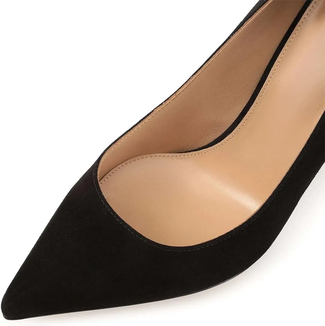 FSJ Women Classic Closed Pointed Toe Dress Pumps Chic Transparent Chunky Block High Heel Slip-On Office Ladies Casual Party Shoes Size 4-16 US