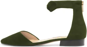 FSJ Women Classic Pointy Toe Ankle Strap D'Orsay Flats Zipper Comfortable Walking Shoes Size 4-15 US