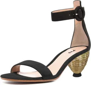 FYS Women Almond Toe Ankle Strap Heeled Sandals Chic Gold Mental Spring High Heel Dress Summer Party Prom Shoes Size 4-15 US