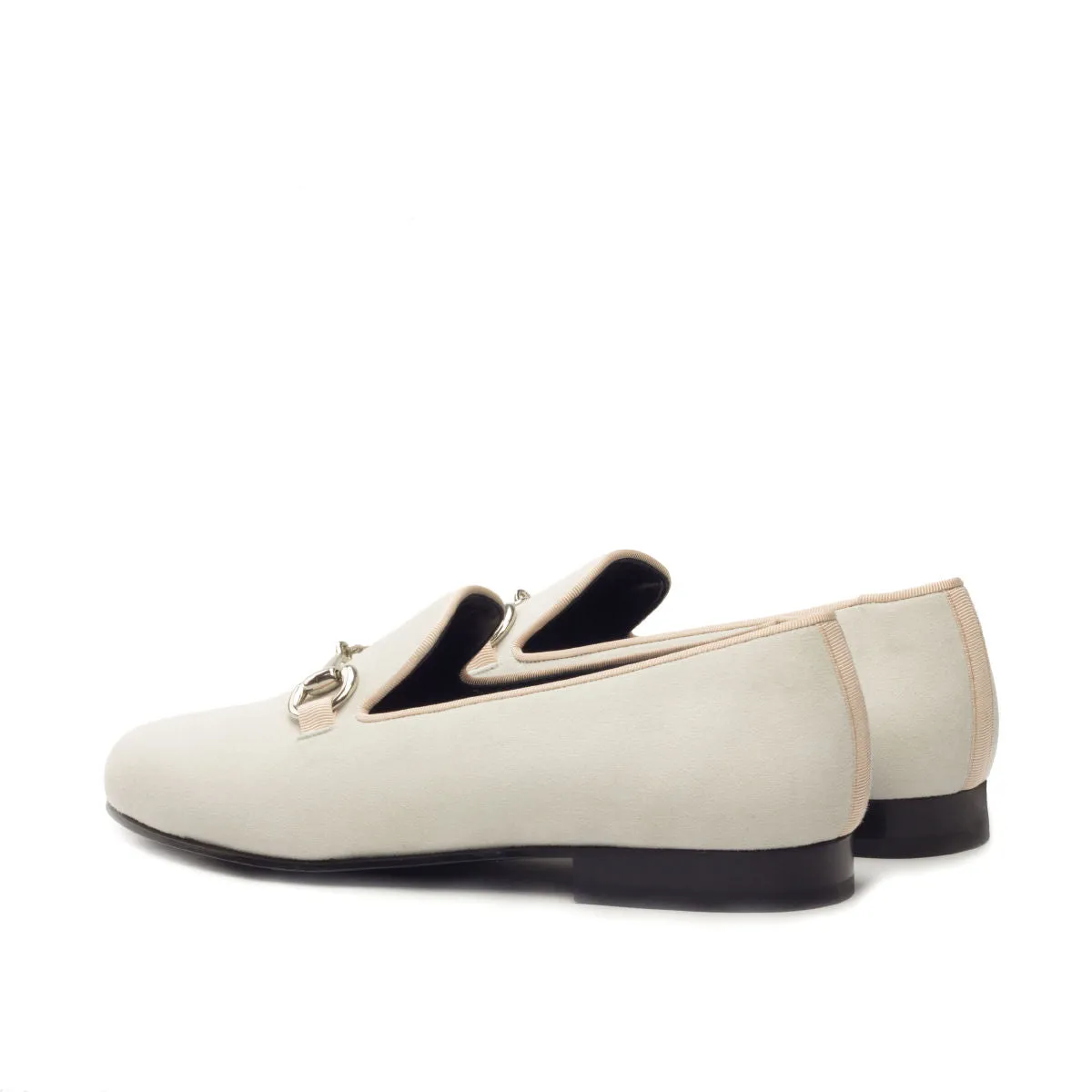 Gentlemen Cotres Slip On - Ivory Suede Leather with Metal Accent Bar