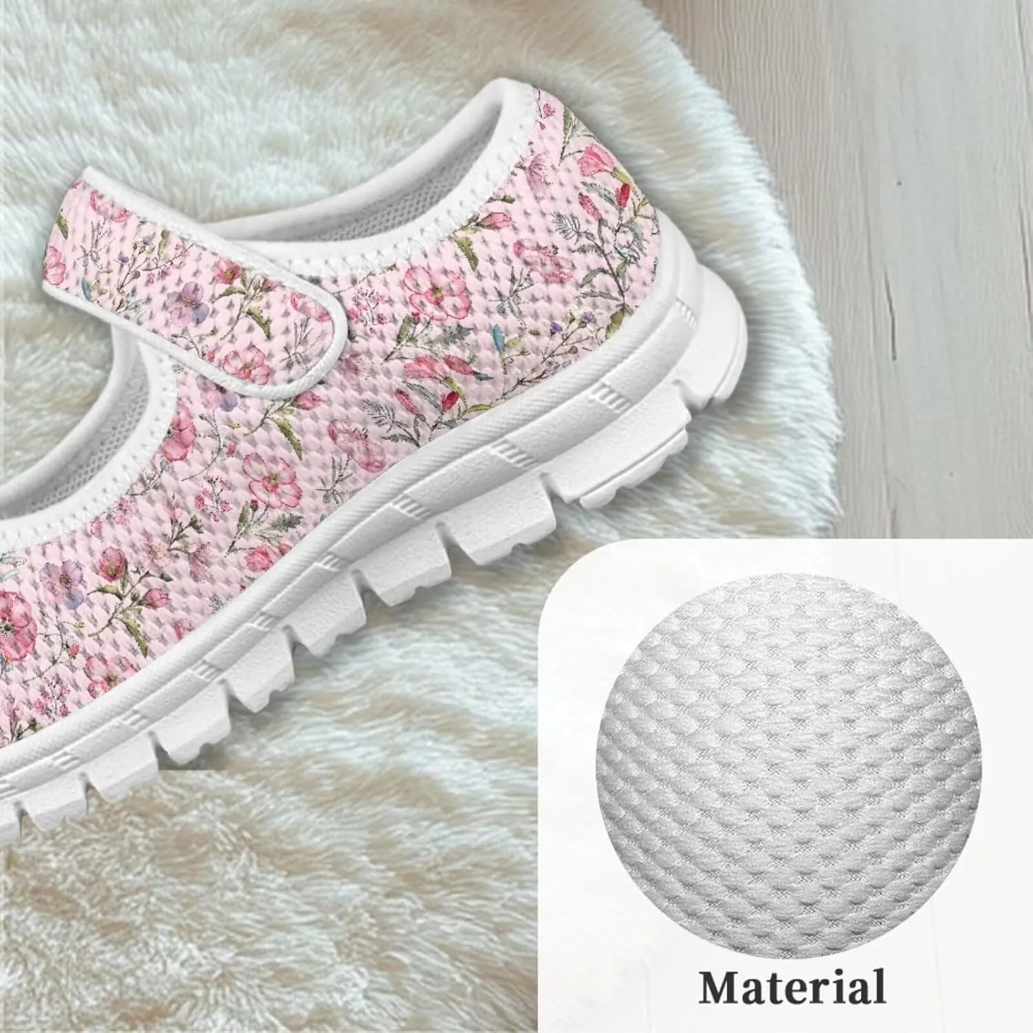 Girls Mary Jane Shoes School Uniform Shoes Round Toe Ballet Flats Breathable Mesh Slip-on Walking Sneakers