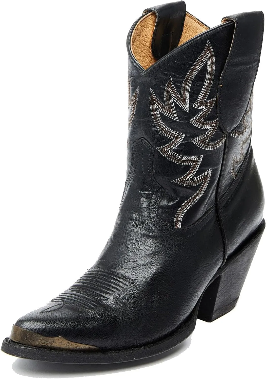 GORBINETI Women's Ankle Cowgirl Boots Pull on Suede Cowboy Boots Chunky Block Heel Western Boots Mid Calf Sky Blue Cowboy Boots US 5-14
