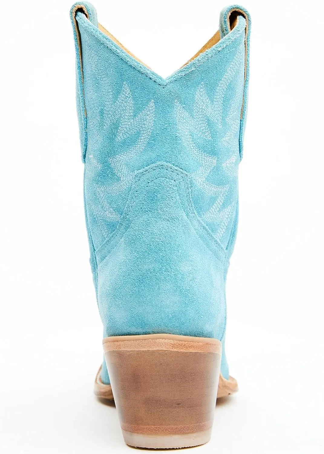 GORBINETI Women's Ankle Cowgirl Boots Pull on Suede Cowboy Boots Chunky Block Heel Western Boots Mid Calf Sky Blue Cowboy Boots US 5-14