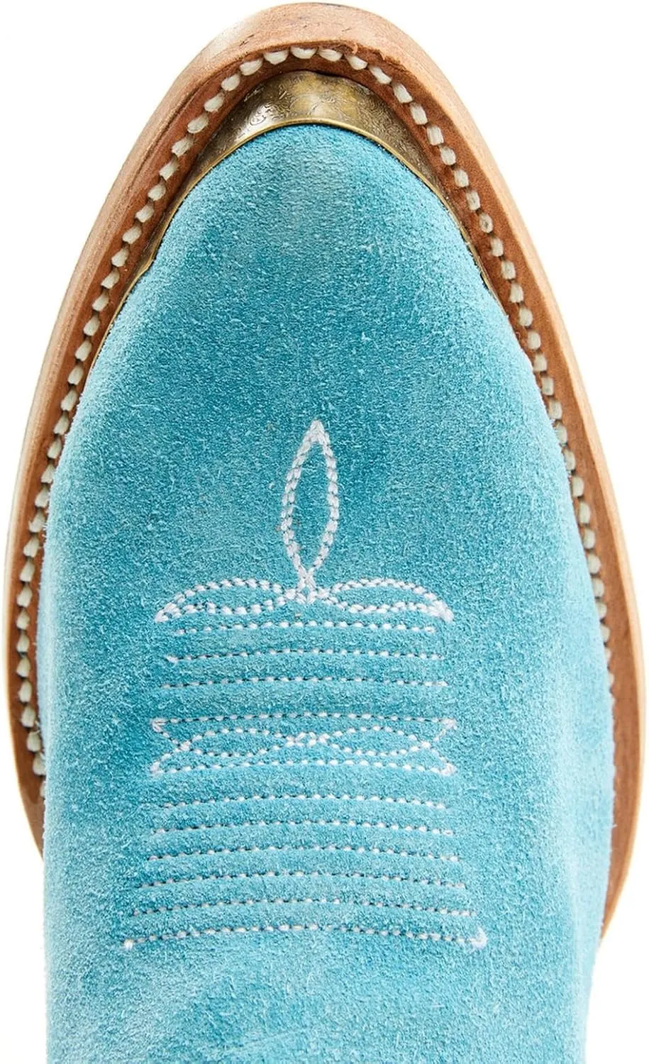 GORBINETI Women's Ankle Cowgirl Boots Pull on Suede Cowboy Boots Chunky Block Heel Western Boots Mid Calf Sky Blue Cowboy Boots US 5-14