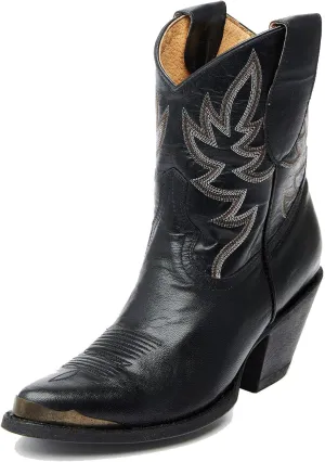 GORBINETI Women's Ankle Cowgirl Boots Pull on Suede Cowboy Boots Chunky Block Heel Western Boots Mid Calf Sky Blue Cowboy Boots US 5-14