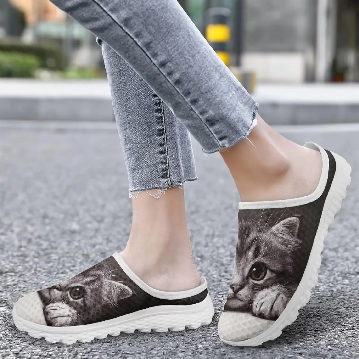 GOSTONG Mules for Women Lightweight Slip on Mule Backless Sneakers Breathable Mesh Walking Shoes for Garden Outdoors Size 6-13.5