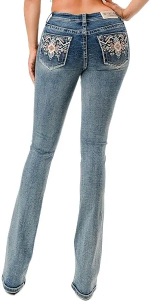Grace in LA Light Wash Aztec Boot Cut - Ladies Jeans