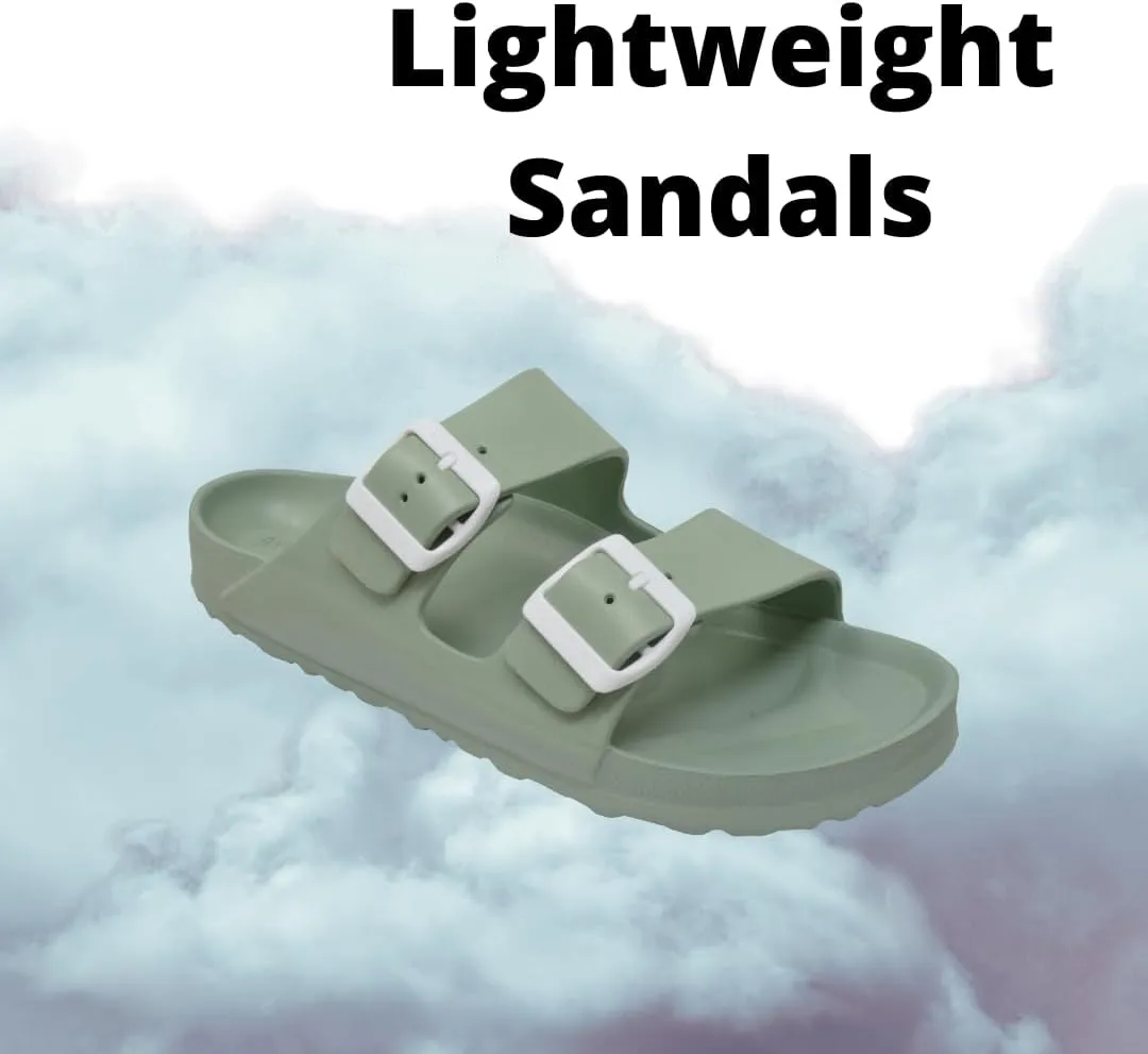 greenbox Women's Adjustable Slip-On EVA Double Buckle Slide Sandals - Lightweight and Comfortable Summer Footwear