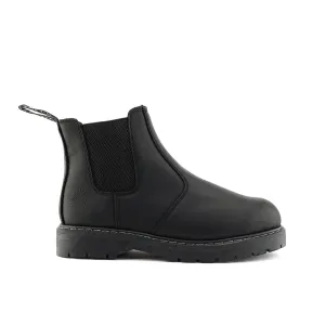 Grinders Unisex Black  Leather Ankle Slip On Boots - Chelsea ACS