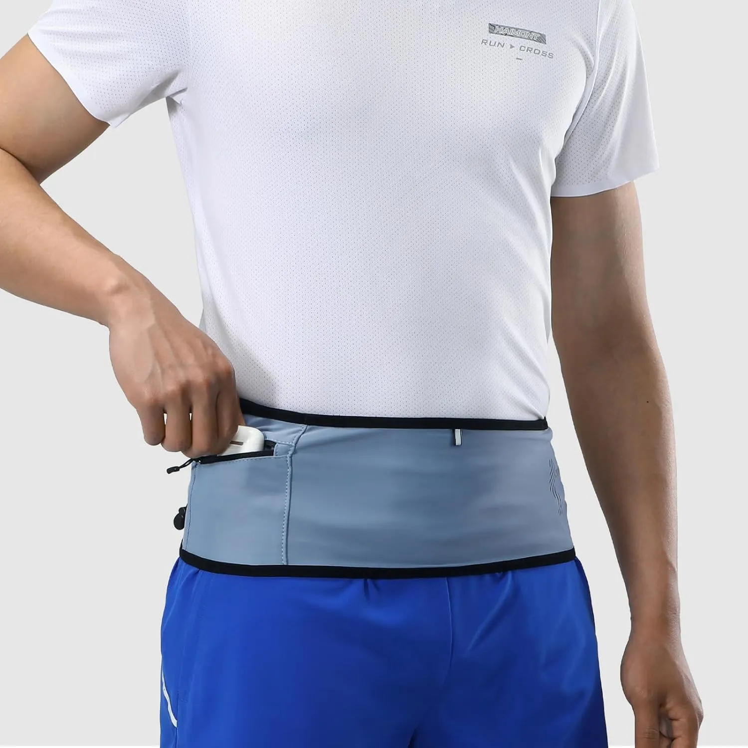 Haimont Running Belt Waist Pack, Fanny Pack with Quick Access Pocket, Lightweight & Non-slip Waist Belt for Men and Women, Trail Run Race, Blue, L