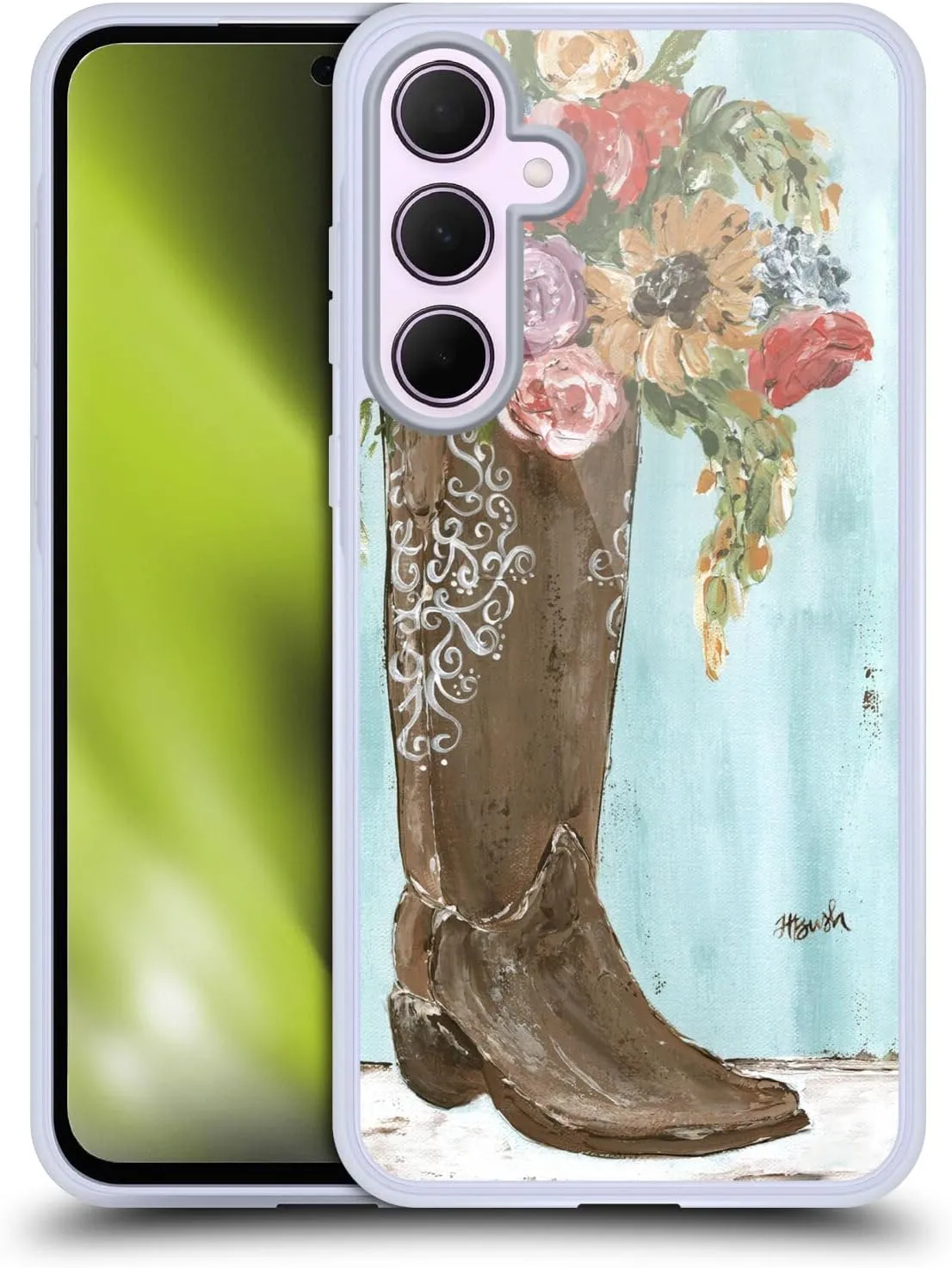 Head Case Designs Officially Licensed Haley Bush Boot Floral Painting Soft Gel Case Compatible with Samsung Galaxy A35 5G