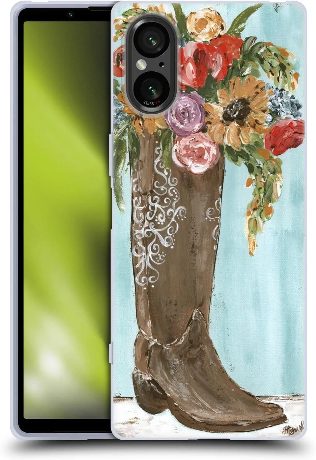 Head Case Designs Officially Licensed Haley Bush Boot Floral Painting Soft Gel Case Compatible with Sony Xperia 5 V 5G