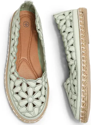 HEAWISH Women’s Ballet Flat Daisy Round Toe Dress Shoes Casual Slip On Rope Loafer