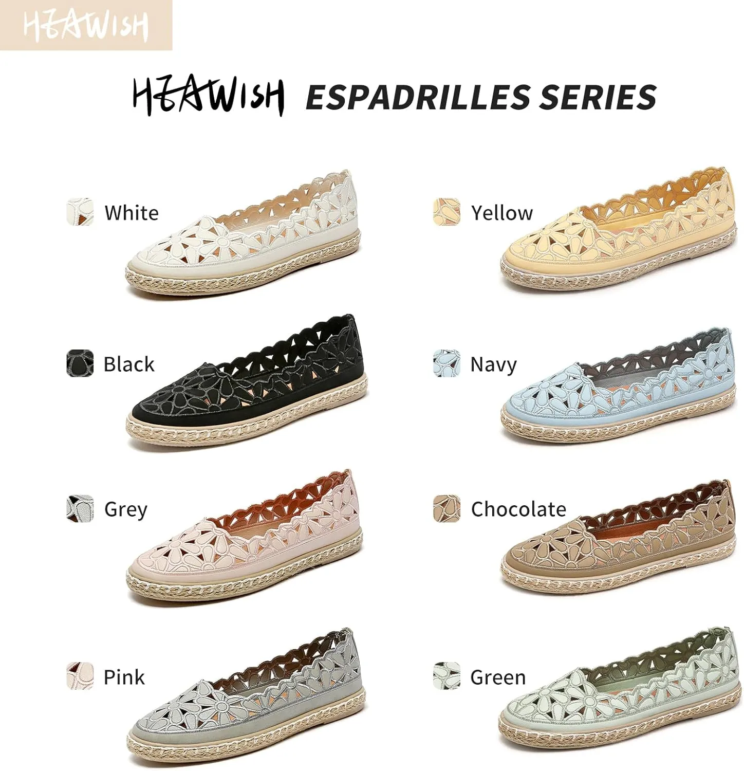 HEAWISH Women’s Ballet Flat Daisy Round Toe Dress Shoes Casual Slip On Rope Loafer