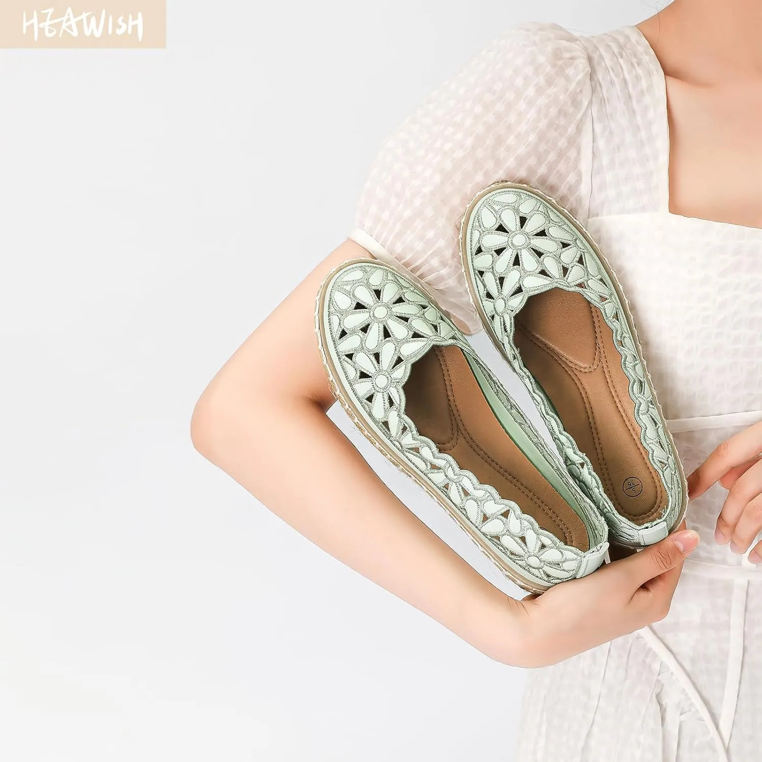 HEAWISH Women’s Ballet Flat Daisy Round Toe Dress Shoes Casual Slip On Rope Loafer