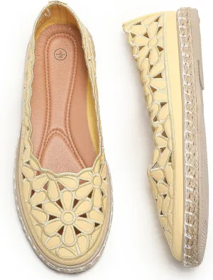 HEAWISH Women’s Ballet Flat Daisy Round Toe Dress Shoes Casual Slip On Rope Loafer
