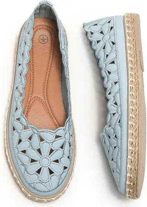 HEAWISH Women’s Ballet Flat Daisy Round Toe Dress Shoes Casual Slip On Rope Loafer