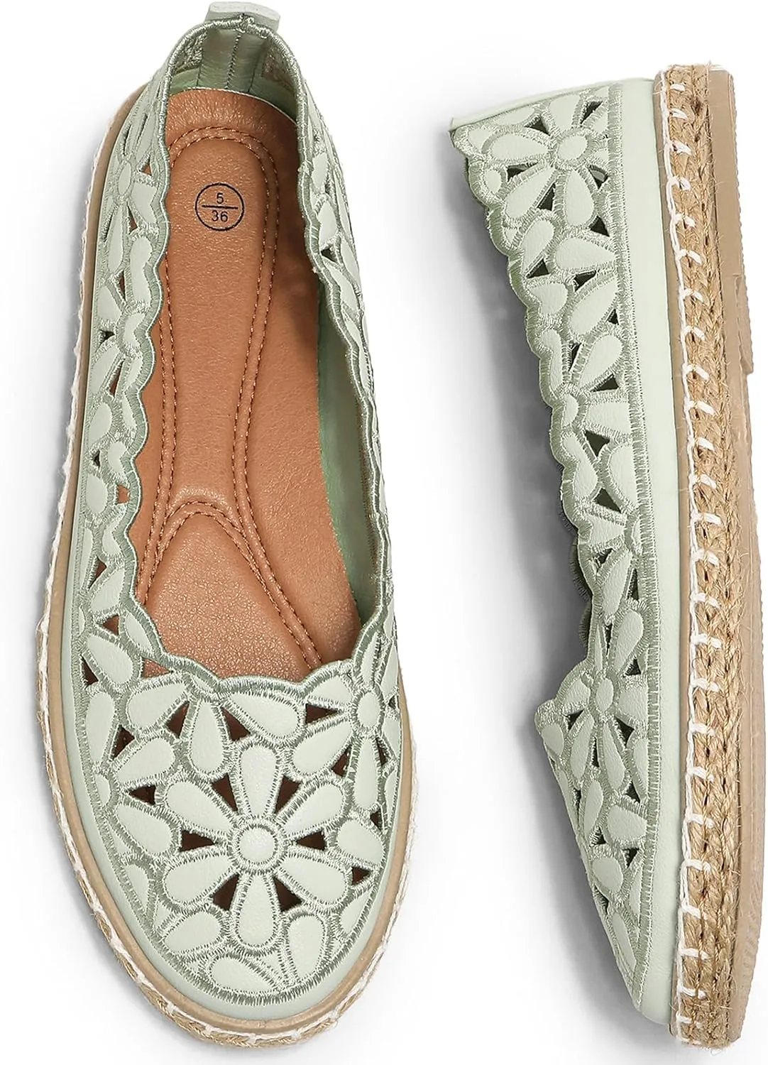 HEAWISH Women’s Ballet Flat Daisy Round Toe Dress Shoes Casual Slip On Rope Loafer